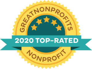 GreatNonprofits 2020 top-rated non profit award badge with five stars