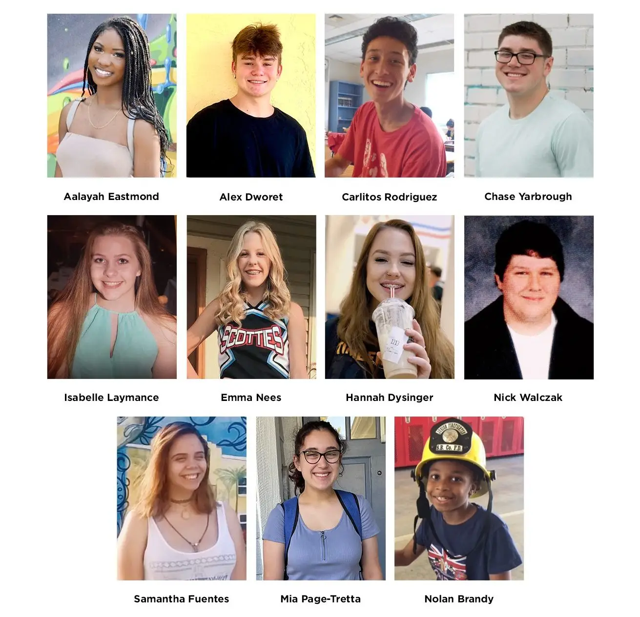 Pictured is a collage of survivor yearbook photos.