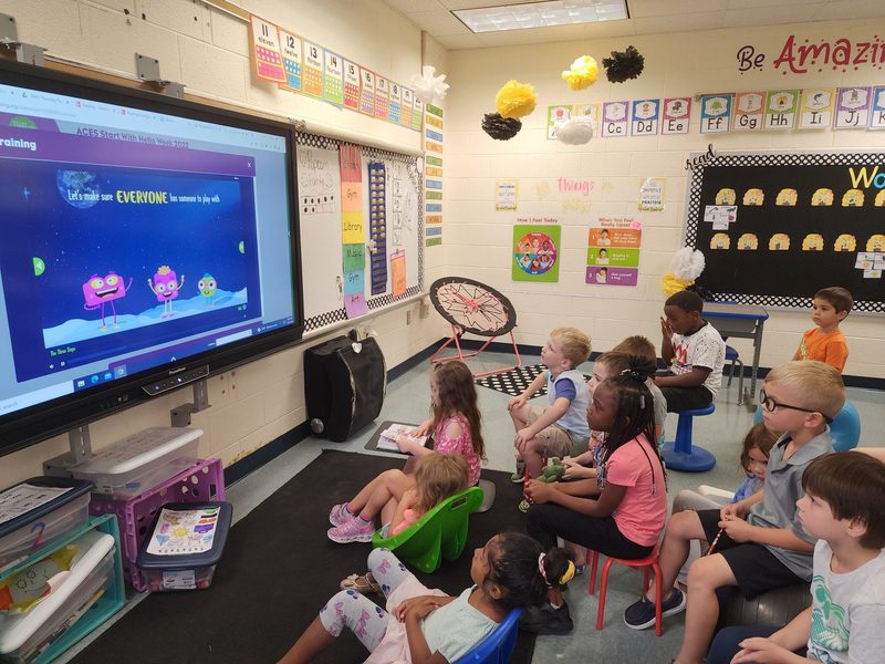 Group of elementary students participating in the Know the Signs programs.