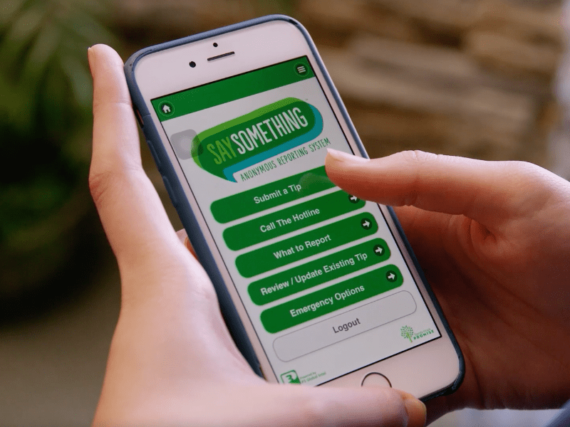 Using the Say Something app to submit a tip