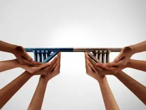 Hands creating a bridge