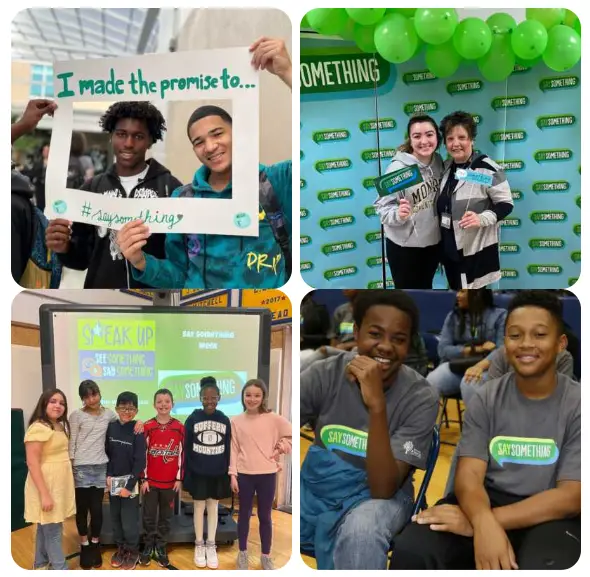 collage of middle and high school aged students participating in Say Something.