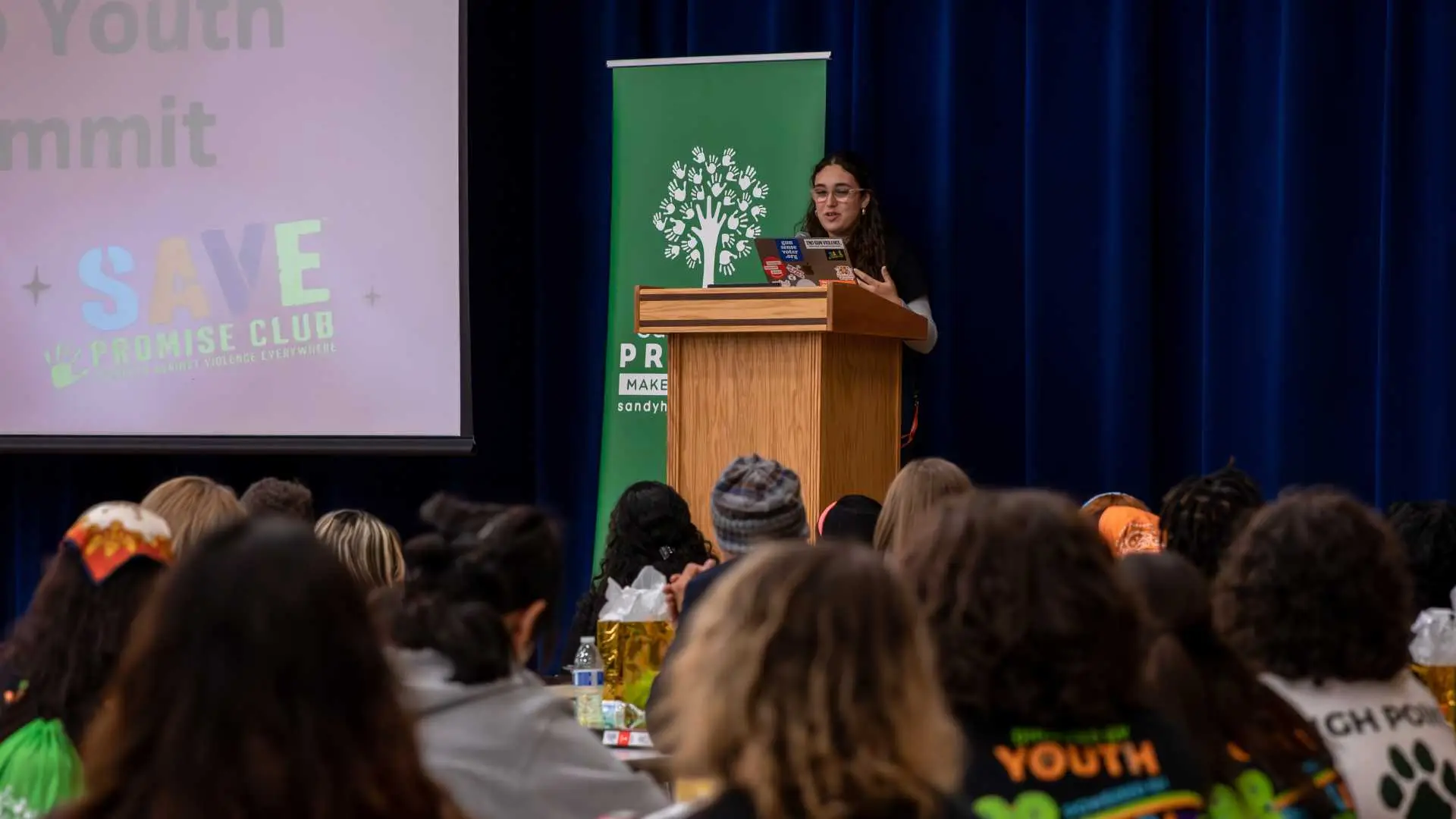 A student leader speaking at an event