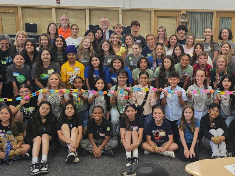 A large group of students